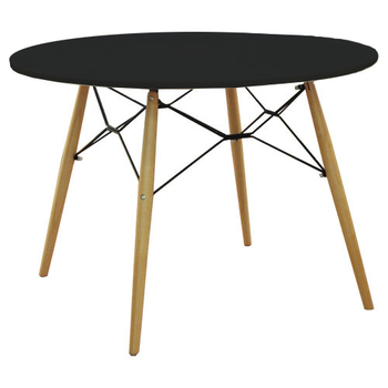 купить Пластиковый стол с деревяннами ножками и со стальной опорой, 1000x1000x710 мм, черный в Кишинёве 