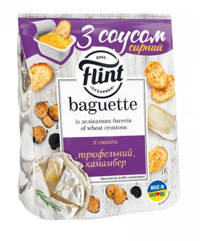 Baguette Flint cu gust camambert cu trufe 55 g + sos cascaval 15 g 