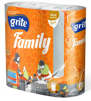 GRITE - Полотенце кухонное Family 2 слоя 2 рулона 14.94м 
