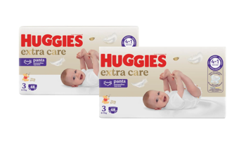 1 Set 2 pachete scutece-chiloțel Huggies Extra Care Pants  Mega 3  (6-11 kg), 48 buc 