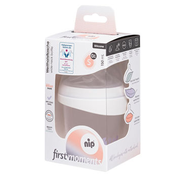 cumpără NIP First moments Biberon cu gat larg, universal, plastic, tetina rotunda, anti-colic, silicon, 0+, în Chișinău 