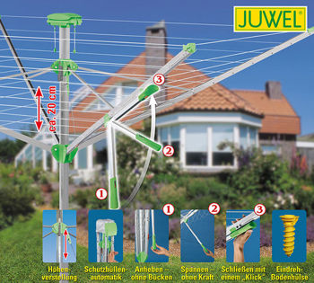 вращающаяся сушилка для белья Juwel Novaplus 600 Lift 51 m 