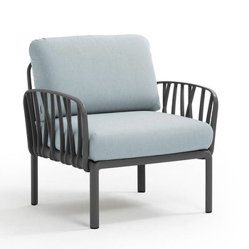 Кресло с подушками для сада и терас Nardi KOMODO POLTRONA ANTRACITE-ghiaccio Sunbrella 40371.02.138