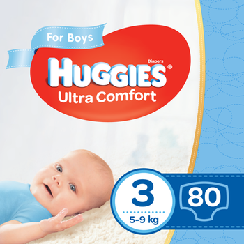купить Подгузники для мальчиков Huggies Ultra Comfort 3 (5-9 kg), 80 шт. в Кишинёве 