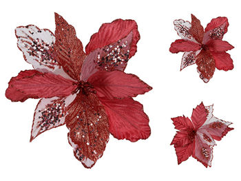 Украшение елочное "Цветок рождественский" 25cm, красный 