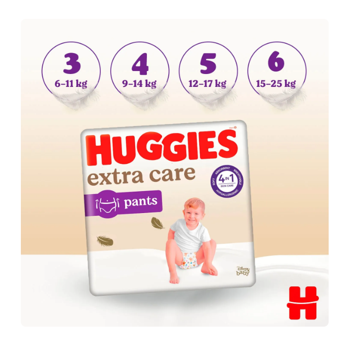 Scutece-chilotei pentru copii Huggies Extra Care  4  (9-14 kg), 38 buc 