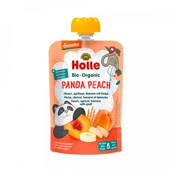 Пюре Panda Peach с абрикосом, бананом и пшеницей с 8 месяцев Holle Bio Organic, 100 г 