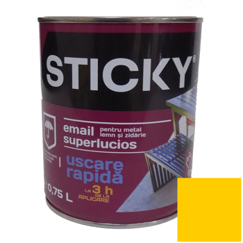 STICKY Эмаль Быстросохнущая Жёлтая 0,75 л 