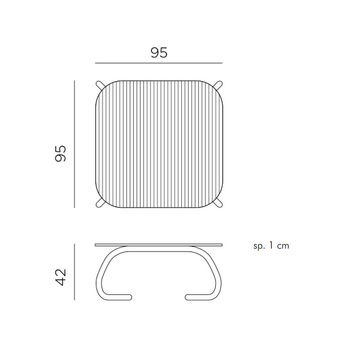 Masuta sticla Nardi LOTO RELAX 95 BIANCO vern. bianco 44753.00.000 (Masuta sticla pentru gradina exterior sezlong terasa balcon)