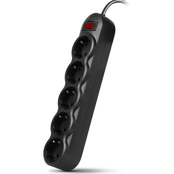 Surge Protector   5 Sockets,  1.0m,  Sven "SF-05L", Black, retail box, flame-retardant material 