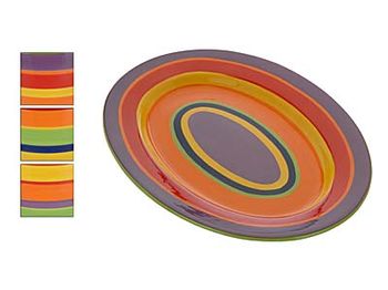 Platou 36Х27cm, dungi multicolore, din ceramica 