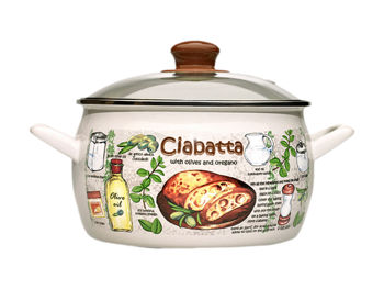 Кастрюля эмалированная Ciabatta 24cm, 7.9l, крышка стекло 