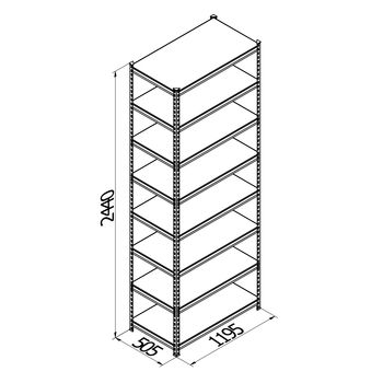 cumpără Raft metalic galvanizat cu placă din plastic Gama Box  1195Wx505Dx2440H mm, 8 polițe/PLB în Chișinău 