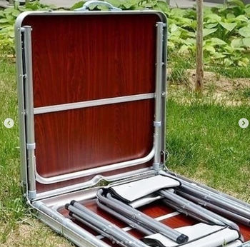 Masă pentru picnic, valiză pliabilă + 4 scăunele 