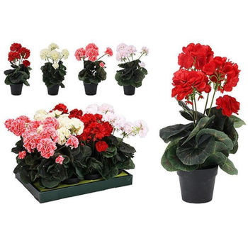 Plantă artificială Promstore 55246 Planta artificiala Geranium Regal 35x25cm in ghiveci (4 modele)