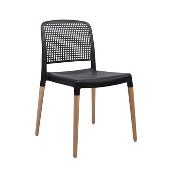 купить Пластиковый стул с деревянными ножками, 540x550x770 мм, черный в Кишинёве 