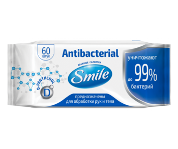 Влажные салфетки Smile антибактериальные с D-пантенолом, 60 шт. 
