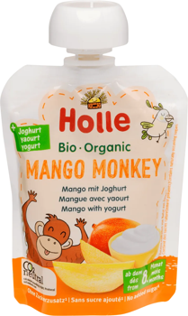 Пюре с йогуртом Holle Bio Organic Mango Monkey, манго, (8 месяцев+), 85 г 