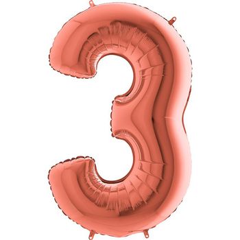 Цифра "3" с Гелием - Розовое Золото 