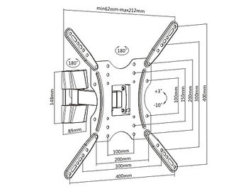 LCD/TV Full motion Wall Mount Brateck KLA27-441, Max VESA 400x400, Screen 32"-55" Load 30 Kg, Profile 62-212mm, Tilt +3°~-10°, Swivel +90°~-90° (suport de perete pentru TV/крепление подвес настенный кронштейн для телевизора) XMAS