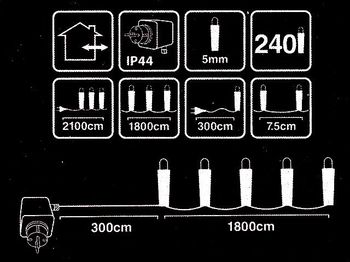 Luminite de Craciun "Fir" 240LED alb-cald, 18m cablu transparent 