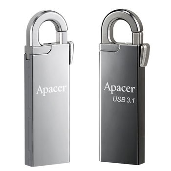 128GB USB3.1 Flash Drive Apacer "AH15A", Dark Gray, Metal, Keychain-Carabin,Capless (AP128GAH15AA-1) 