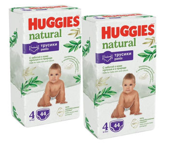 SET 2 BUC. x Huggies Natural Pants  Mega  4  (9-14 kg)  44x2 