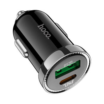 Зарядное устройство Hoco Z44 Leading PD20W+QC3.0 car charger, Output 1xType-C & 1xUSB, black 757241