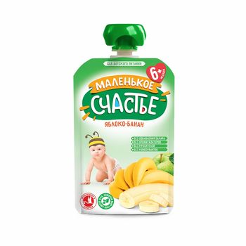 Piure de mere și banane Malenkoe Schastie, 90g 