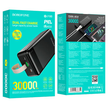 Портативный акумулятор 30000mAh BOROFONE BJ19B Incredible PD20W+QC3.0 black 