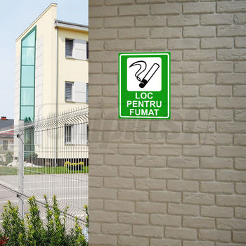 cumpără Indicator de avertizare "LOC PENTRU FUMAT" Autocolant + Dibond 26 x 20 cm în Chișinău 