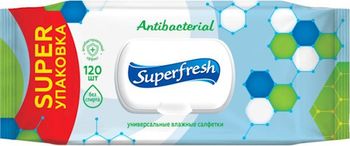 Влажные антибактериальные салфетки SuperFresh, 120 шт. 