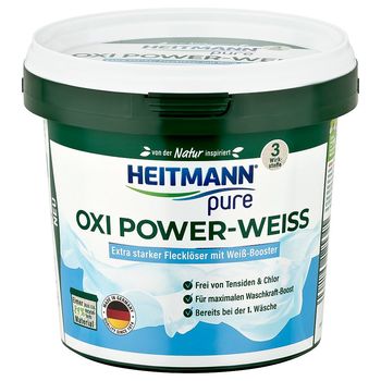 OXI Power Weiss Мощный пятновыводитель отбеливатель на кислородной основе для белого белья, 500 г Heitmann 