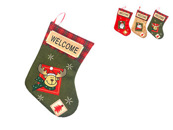 Cizmulita de Craciun pentru cadouri 23X19cm "Welcome Santa" 