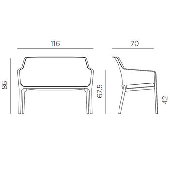 Canapea Nardi NET BENCH TORTORA 40338.10.000 (Canapea de gradina exterior)