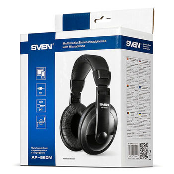 Headset SVEN AP-860M with Microphone on cable, 3,5mm jack (4 pin) 