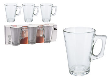 Set cani pentru cafea din sticla EH 3buc, 250ml 