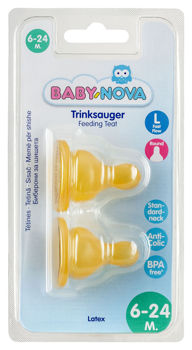 купить "Baby-Nova" Соска  для детей от 6 месяцев, быстрый поток, латекс, без BPA, 2 шт. (14304) в Кишинёве 