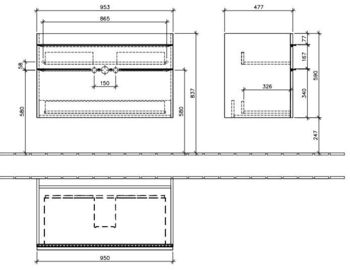 Mobilier suspendat cu 2 sertare, 1000 mm, alb, Venticello 