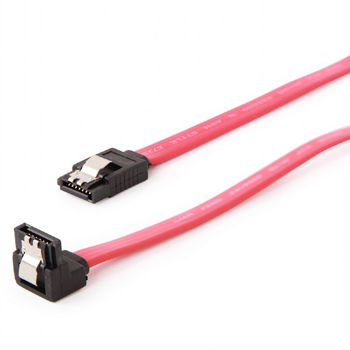 Cable Serial ATA III   10 cm data, 90 degree connector, metal clips, Cablexpert CC-SATAM-DATA90-0.1M 