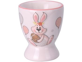 Подставка для яйца "Кролик с шариком" 7cm, розовая, керамика 