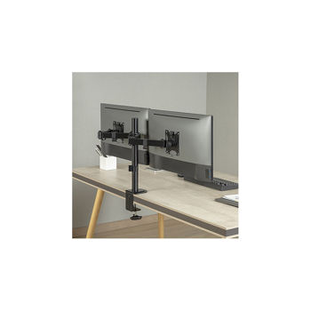 Крепление мониторов Brateck LDT66-C024 Dual Monitors Steel Articulating Monitor Mount, for 2 monitors, Clamp-on, 17"-32", Tilt Range +45° ~ -45°; Swivel Range +90° ~ -90°; Screeen Rotation 360°, VESA: 75x75, 100x100, Arm Extend: 376mm, Weight Capacity per screen 9 Kg (Стальное шарнирное крепление для 2 мониторов, зажимное) XMAS