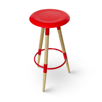 купить Барный стул с поверхностью из MDF и деревянными ножками, 370x780.5 мм, красный в Кишинёве 