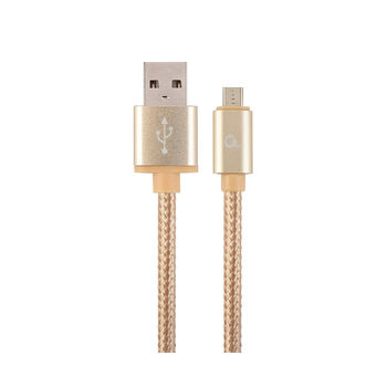 Gembird CCB-mUSB2B-AMBM-6-G, Gold, 1.8m, Professional series, Cable microUSB2.0 Cotton braided USB 2.0 A-plug to Micro B-plug, blister