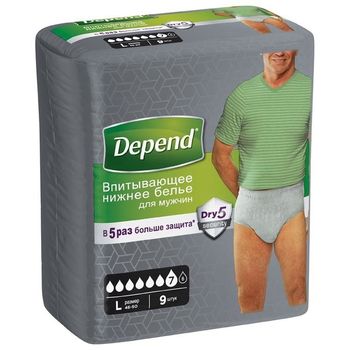 Lenjerie absorbantă pentru bărbaţi Depend, L/XL, 9 buc. 