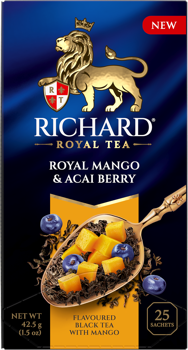 Чай Richard "Royal Mango & Acai berry"  черный ароматизированный 25 сашетов 