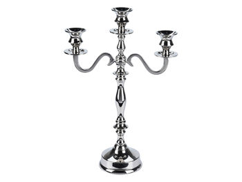 Candelabru nichelat pentru 3 lumanari 39cm 