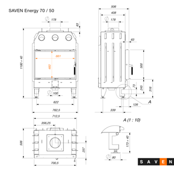 Focar SAVEN Energy 70x50 (15,1 kW) ECO 