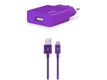 ttec Wall Charger Smart Travel with Cable USB to Type-C 2.4A (1.2m), Purple 