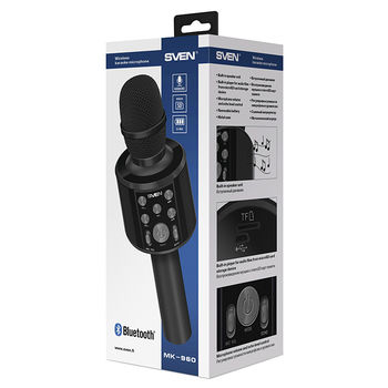 Karaoke Microphone  SVEN "MK-960", Black, Bluetooth, 6w, microSD, 1200mAh 